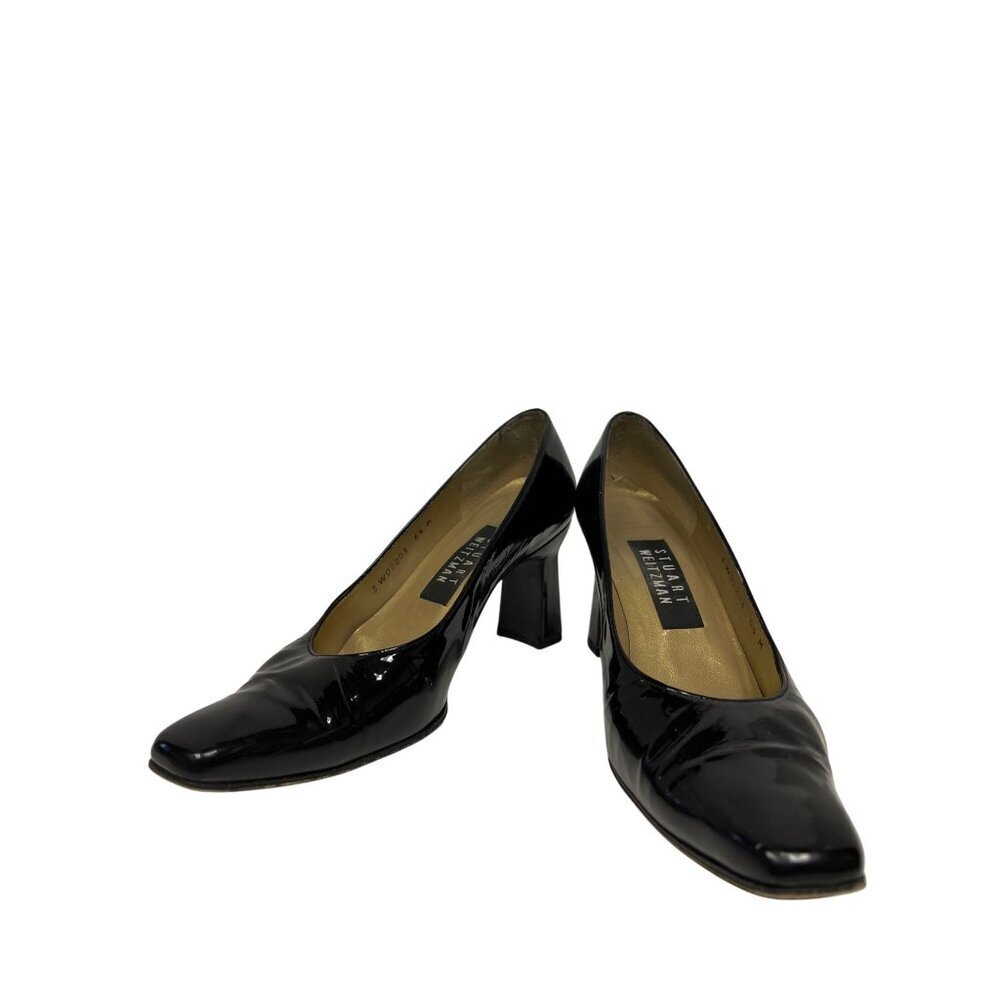 Stuart Weiztman Women's Shoes Patent Leather Black Slip On Heels Size 6.5 - Picture 2 of 9